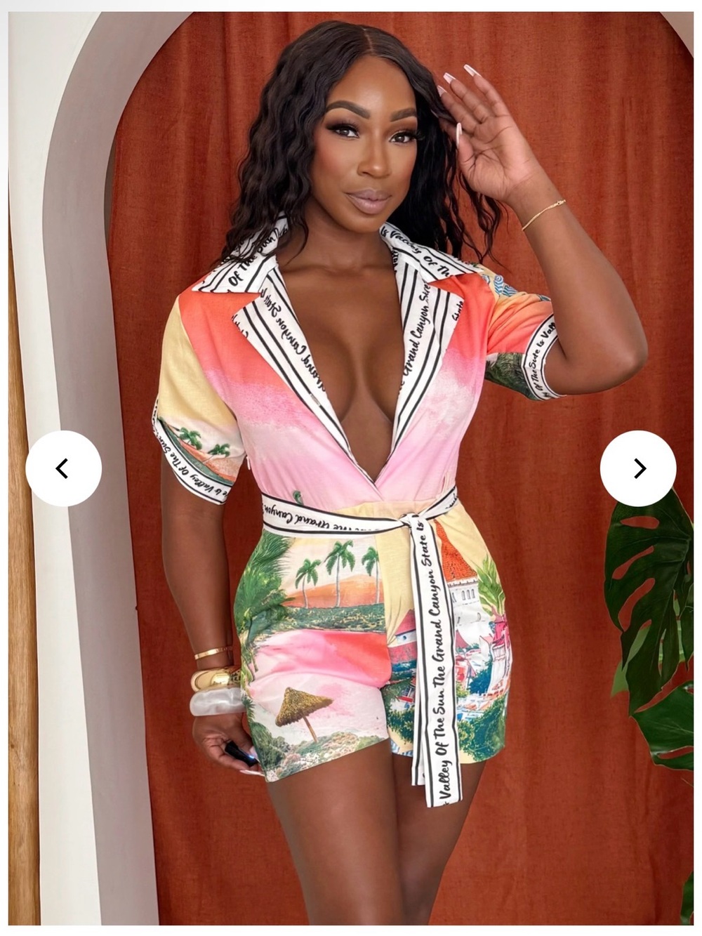 ✨ NWT Endless Moon Tropical Postcard Scenic Resort Romper